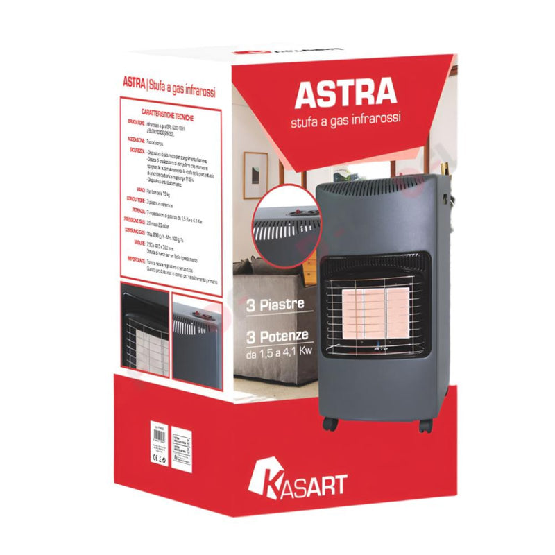 Stufa a Gas Infrarossi "Astra" con 3 Regolazioni Termiche 4100 W 28-30 mbar