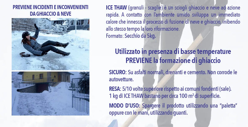 Sciogli ghiaccio e neve "Ice thaw" per pavimenti industriali e cemento 5 kg