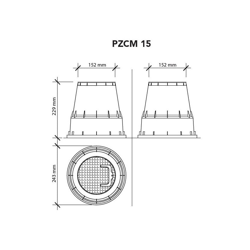 Pozzetto circolare con materiale plastico resistente agli urti con coperchio