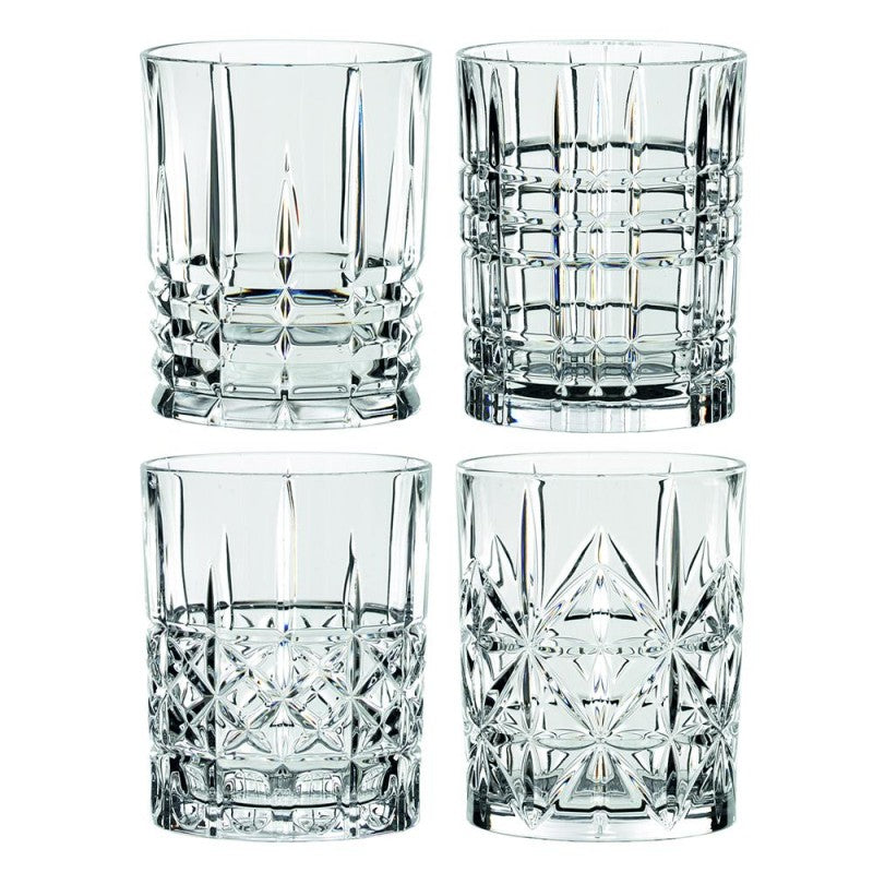 Set 6 Bicchieri da Whisky e cocktail in vetro intagliato 330 ml