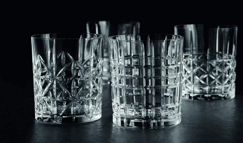 Set 6 Bicchieri da Whisky e cocktail in vetro intagliato 330 ml