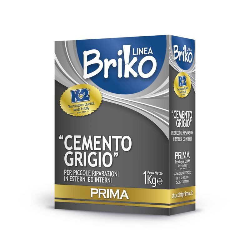 Cemento grigio in polvere Briko K2 per stuccature e riparazioni di varia natura